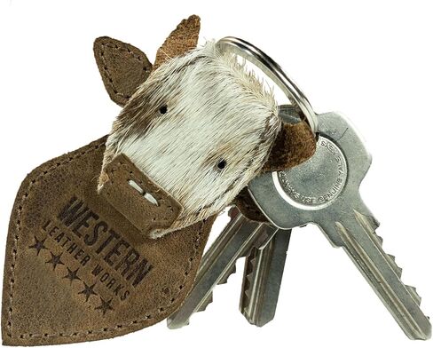 Cow Head Keychain, Cowboy Style Keyring, Key Organizer, Full Grain Leather, Handmade, Furry in Kuwait