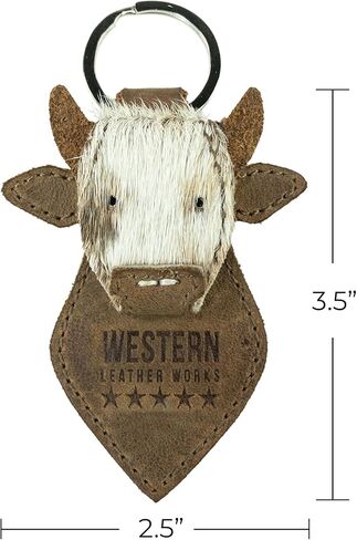 Cow Head Keychain, Cowboy Style Keyring, Key Organizer, Full Grain Leather, Handmade, Furry in Kuwait