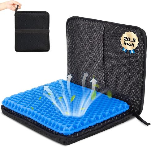 Portable Airplane Seat Cushion 20.5inch, Travel Foldable Bleachers Gel Seat Cuhsion Seat Cushion for Wheelchair Car Chair Seat Pads for Office Chair Camping Kayak Flights Stadium in Saudi Arabia