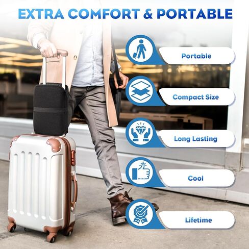 Portable Airplane Seat Cushion 20.5inch, Travel Foldable Bleachers Gel Seat Cuhsion Seat Cushion for Wheelchair Car Chair Seat Pads for Office Chair Camping Kayak Flights Stadium in Saudi Arabia