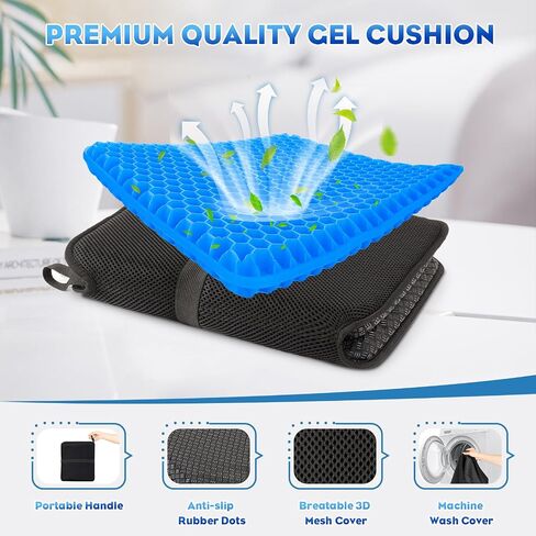 Portable Airplane Seat Cushion 20.5inch, Travel Foldable Bleachers Gel Seat Cuhsion Seat Cushion for Wheelchair Car Chair Seat Pads for Office Chair Camping Kayak Flights Stadium in Saudi Arabia