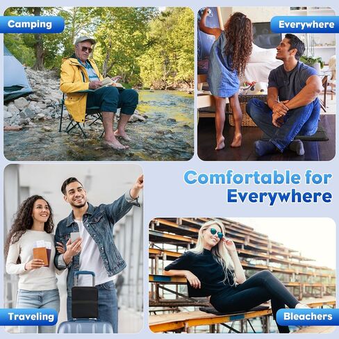 Portable Airplane Seat Cushion 20.5inch, Travel Foldable Bleachers Gel Seat Cuhsion Seat Cushion for Wheelchair Car Chair Seat Pads for Office Chair Camping Kayak Flights Stadium in Saudi Arabia