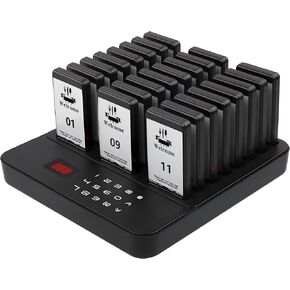 Restaurant Pager System, 24 Buzzers Wireless Calling Guest with Vibration, Flashing and Beep for Restaurant Food Truck Hospital Clinic Church Cafe Shop Bar