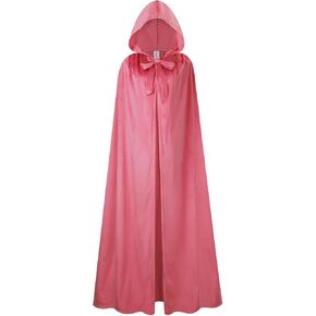 GRAJTCIN Deluxe Velvet Cloak Adult Hooded Cape for Halloween Costume Durable Witch Wizard Robe