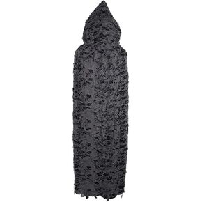 Hooded Sorcerer Cloak Creepy Cloth Cape Gruesome Ghostly Halloween Costume Black