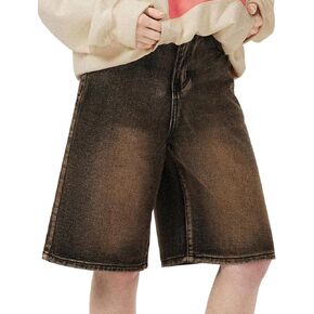 Aelfric Eden Women's Jean Shorts Summer Casual Y2k Denim Shorts Button Down Wide Leg Baggy Jorts with Pockets