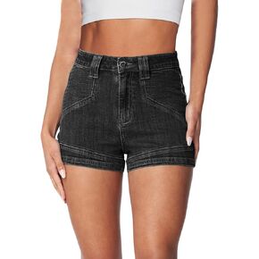 Uincloset Women's Summer Stretchy High Waist Denim Shorts Lightweiht Pocketed Jeans Shorts Streetwear Hot Shorts