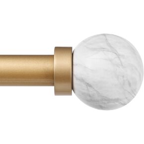Gold Curtain Rods for Windows 66 to 120 Inches(5.5-10ft),1 inch Adjustable Window Curtain Rods with Marble Color Contrast Finials,Heavy Duty Decorative Drapery Rod for Bedroom,Kitchen and patio
