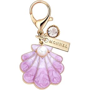 MC398 Little Shell Lobster Clasp Charm for Women with Velvet Bag (Purple,1 Piece)