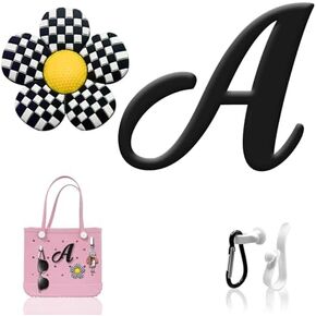 4 Pcs Charms for Bogg Bag，Insert Alphabet Letter Charms for Bogg Bag and Simple Mothern Beach Totes for Handbag DIY