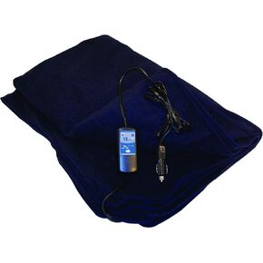 2 - 12-Volt Heated Travel Blanket with Patented Safety Timer by Trillium Worldwide (Navy, 58" x 42") in Kuwait