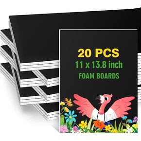 20Pack Foam Board Black Poster Board, IKAYAS 11x13.8 inch Double-Sided Black Foam Core Board, Foam Boards for Crafts, Paintings Prints, Art, Display, Presentation and School Projects 1/5" 5MM Thick