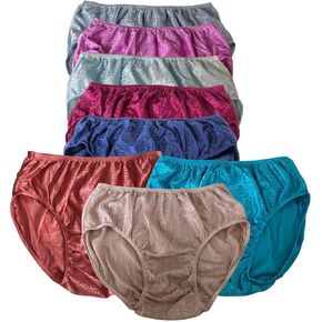 Lot 6 (LL) Waist 25-40 " Vintage Womens Nylon Panties full cut briefs plus size Glossy shiny Granny Men Womens Ladies Nylon Brief Underwear Hips 36-46 " High Waist Dries quickly semi transparent