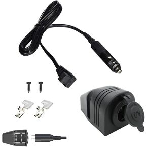 DC Power Cord Cable for 12V Fridge Freezers with Threaded Socket Surface Mount Outlet, 12V/24V Car Fridge Cooler Power Supply Cables with 2-PIN Connector 12 Volt RV Portable Refrigerator