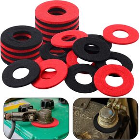 12 Pieces Battery Terminal Anti Corrosion Washers Fiber Battery Terminal Protector(Green, Red)