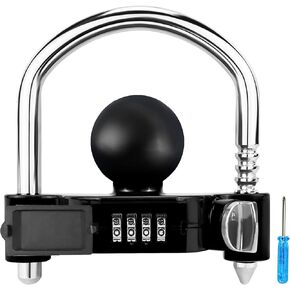 Funmit Trailer Lock Universal Hitch Lock with Combination Lock, fit 1-7/8", 2", 2-5/16" Coupler, Camper Accessories for Travel Trailers Boats Trucks Rvs Black
