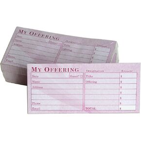 Church Offering/Tithe Donation Envelopes, Simple Design, Easy-Open Tab, Blank Designation Lines, Fits Bills & Checks, Visitor Card/Information Form, Malachi 3:10 KJV Verse - Burgundy - Package of 125