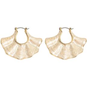 Chunky Gold Fan Shaped Earrings, Enamel Statement Dangle Drop Earrings, Dainty French Prom Formal Dress Ear Accessories for Women Teen Girls