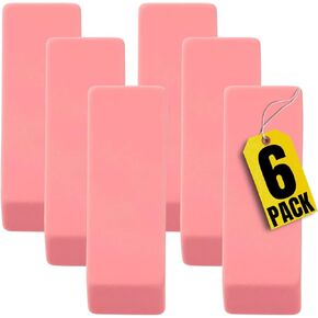 1InTheOffice Pink Erasers, Bevel Erasers, Erasers for Pencils, Large Size, Latex Free, 6 Pack