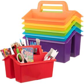 Mini Plastic caddy with handle, perfect classroom pen orgnizer for desk 6pcs pack