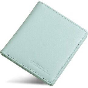 VISOUL Slim Bifold Card Holder Wallet for Women RFID Blocking, Leather Compact Credit Card Case with Cash Compartment (Red)