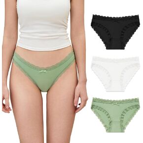 DEANGELMON Lace Trim Underwear For Women Seamless Cheeky Hipster Panties Breathable Undies Panty Pack