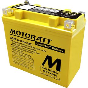 MotoBatt MBTX20U (12V 21 Amp) 280CCA Factory Activated Maintenance Free QuadFlex AGM Battery