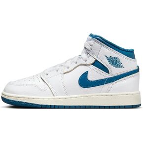 Jordan Big Kid's 1 Mid SE White/Industrial Blue-Sail (FN7432 141)