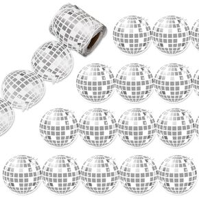 Whaline 32.8ft Silver Disco Ball Bulletin Board Borders Disco Ball Shape Die-Cut Rolled Border Trim for Classroom Office Chalkboard Decoration
