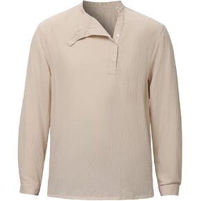 COSDREAMER Renaissance Men's Linen Shirt Medieval Men Linen Cotton Shirt