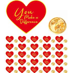 HAFILO 25/50/100PCS heart You Make a Difference Pin Motivational Lapel Pins Recognition brooch Pin Encouraging Pin Badges for Employee Nurse Teacher Volunteer Hats Button Pins bulk