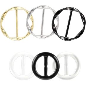 6Pcs Scarf Ring Clip Shirt Ties Clips for Women Clothing Waist Shirt Cincher Clip Metal Resin Round Circle Scarf Buckle Tightener for Loose Tshirt Clothes Hat Decoration
