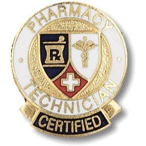 EMI Pharmacy Technician CERTIFIED Emblem Pin - Round