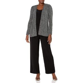 Jessica Howard womens 3 Piece Set 3/4 Sleeve Drape Jackett With Cami and Pant Set