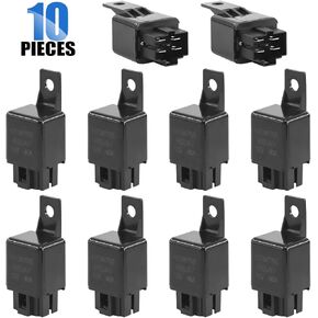 Glarks 10 Pack DC 12V 40 Amp 4-Pin SPST Electrical Relays Switch for Car Automotive Motor Van Boat Truck