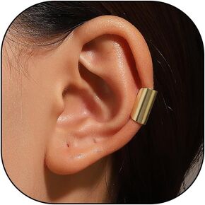 Gold Silver Band Cuff Earrings for Women, Cartilage Cuff Wrap Clip On Earrings, Geometric Hollow Statement Cuff Earrings Gifts for Women Wife