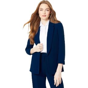 Jones New York Women's Tall Size Notched Collar Jacket W/Rolled Sleeves, Pacific Navy
