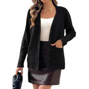 Kate Kasin Women Sweater Blazer Long Sleeve Open Front Work Office Business Jacket Knit Blazer Sweater Coat S-2XL