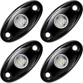 White LED Rock Lights, 4Pods Underglow LED Lights for Trucks Cars UTV ATV SUV Motorcycles Boats Underbody Trail Rig Wheel Fender Light Fit for Jeep Exterior Accessories