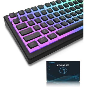 XVX Pudding Keycaps, PBT Keycaps 165 Keys Set Custom Keycap Set, Shine Through Keycaps OEM Profile, Universal Compatiability for 100%, 75%, 65%, 60% Keyboard - Black