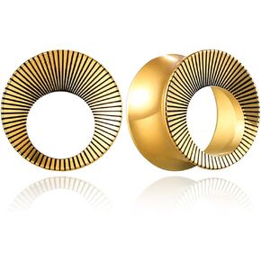 1 Pair Cute hollow gauges Silver/Gold Ear Tunnels Plugs 316 Stainless Steel Ear Gauges Weight Plugs Hypoallergenic expander Piercing Body Jewelry for women and men