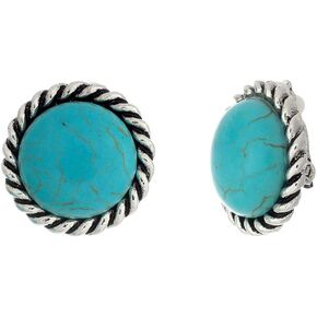 Rosemarie Collections Women's Southwestern Style Round Turquoise Clip On Earrings