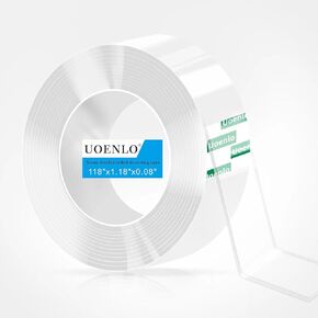 Double Sided Tape Heavy Duty 9.85FT for Wall, Strong Nano Adhesive Tape Clear 1.18" Width, Mounting Tape for Walls no Domage Sticky for Hanging by Uonelo