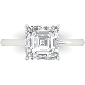 Clara Pucci 2.5 ct Asscher Cut Solitaire Genuine Moissanite Wedding Bridal Designer Anniversary Engagement Ring in 14k White Gold