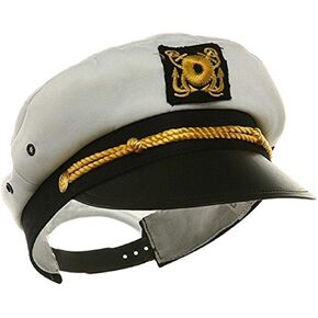 Child Yacht Captain Hat Ship Navy Officer Sea Skipper Cap Costume Accessory Adjustable White, Small