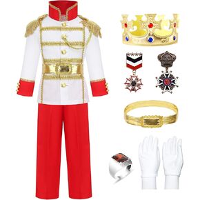 Prince Charming Costume for Kid Boys with Prince Accessories Age 3-8