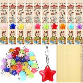 50 Set First Day of School Gifts include 50 Back to School Bookmark Rulers 50 Colorful Star Phone Charm First Day of School Gift for Students Kids Welcome Back to School Classroom Basket Gifts