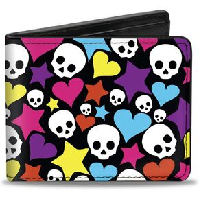 Buckle-Down Men's Bifold Wallet Skulls, 4.0" x 3.5"