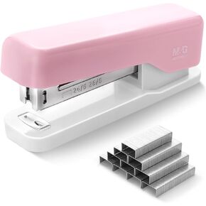 M&G Stapler Desktop Stapler, Small Cute Stapler with 1000 Staples, 20 Sheet Capacity, Portable Basic Staplers for Office School Home (Pink)