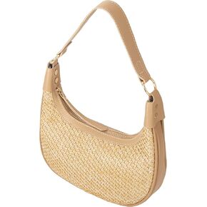 Mini Small Straw Crescent Bag Straw Purse Woven Purse Vacation Purse Wicker Purse Summer Handbag Beach Purse Crossbody Bags Shoulder Purse for Women